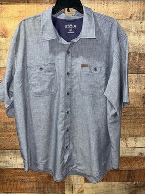 Orvis Men's Short-Sleeve Button-Down Shirt Blue size XXL
